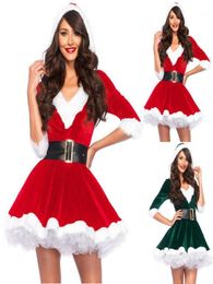 Casual Dresses Miss Santa Claus Outfits Women Christmas Adult Costume Half Sleeve Modis Ladies Fancy Dress Xmas Winter Red Vestido6719341