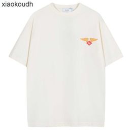 Rhude High end designer clothes for Small and trendy logo printed short sleeved summer high street loose casual round neck couple half sleeved Tshirt With 1:1 original