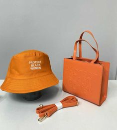 Women Set Bucket Hat Ladies Leather Protect Black People Bag 2022 Luxury TOTE Handbags for Women Purse And Hats1750483