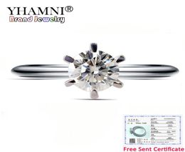 With Certificate New Fashion White Gold Color Wedding Rings For Women Brand Luxury 1 Carat Lab Diamond Gold Rings Jewelry R0183963757