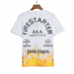 Palm PA Harajuku 24SS Summer Letter Printing Flame Logo T Shirt Boyfriend Gift Loose Oversized Hip Hop Unisex Short Sleeve Lovers Style Tees Angels 2008 SKA