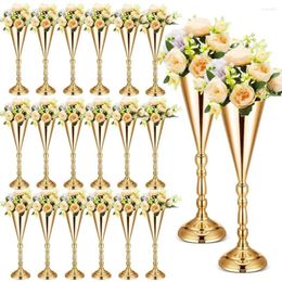 Vases 12 Pcs Gold Metal Wedding Flower Trumpet Vase Table Decorative Centrepiece Artificial Ceremony Party Birthday Event