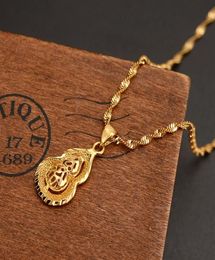 Dubai Real 18 k Yellow Fine G F gold Women Pendant Necklace Jewelry Fortune gourd party wedding Gifts19218776994