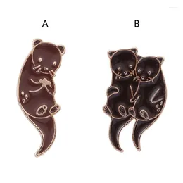 Brooches Otters Enamel Pin Cartoon Funny Animals Badge Women Men Backpack