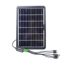 6V 6W 1A Solar Panel 5pcs Outlet USB Outdoor Portable System for Mobile Phone Chargers with Stabilizer Voltageg Regulator 240508