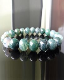 MG1123 10 mm Genuine Green Moss Agate Bead Bracelet for Men New Simple Design Gemstone Bracelet for Men6861432