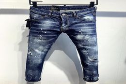 22ss jeans European and American casual pants men's motorcycle hip-hop denim ripped hole washed jeans shorts uared2 uared 98166529514