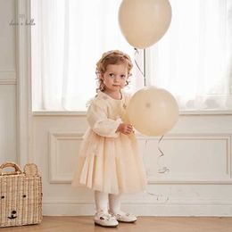 Flickans klänningar Dave Bella Girls Dress Childrens 2023 New Autumn Princess Dress Charm Noble Sweet Lovely Mesh Fashion Party Outdoor DB3236475L240508