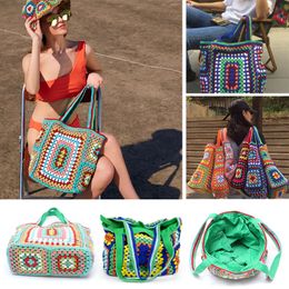 Flexible Designer Beach Bag Tote Bags Straw Woven Bag Large Capacity Knitting Mesh Mens Womens Straw Bags Orange Black Apricot Vacation Shopping Soft