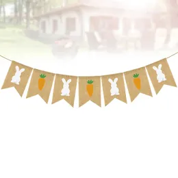 Party Decoration 1 Set Easter Banner Printing Burlap Bunting Carrot And Linen Flag Supplies For