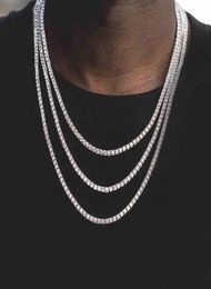 Chains Plated Diamond Iced Out Cuban Link Chain Necklace Zircon 2022 High Quality Hip Hop Silver Women Men Jewellery Gift1108407