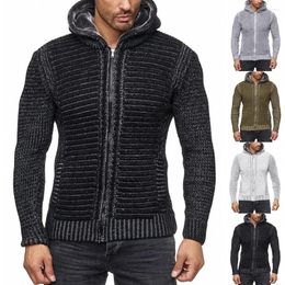 Men's Jackets Autumn/Winter Sweater Cardigan Mens Slim Fit Coloured Long Sleeve Hooded Knitted Coat Men
