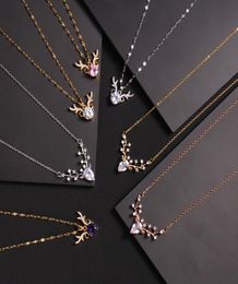 Pendant Necklaces Luxury Necklace Deer Designers Jewellery Coloured Diamonds Women Fashion Titanium Steel GoldPlated Never Fade Not 1937897