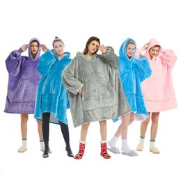 shipping hooded large Wholesale ocean size home casual lazy clothes flannel lamb veet modern TV blanket wearable