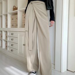 Women's Pants Spring Summer Bandage Long Wide Leg Suit High Waist Loose Sagging Trousers Female Full Length 2024