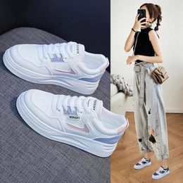 Casual Shoes Spring Women Leather White Striped Flat Skateboard Girl Student Fashion Sneakers Vulcanized