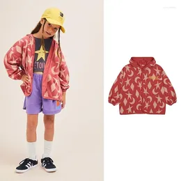 Jackets 2024 Korean Kids Jacket JM Cartoon Moon Star Printed Long Sleeve Children Coat Hooded Girl Boy Outwear Clothes