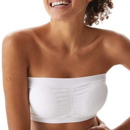 LUVN Active Underwear Womens Bandeau Bra Padded Strapless Bralette Woman Seamless Crop Tube Tops Womens Large Size Stretch Sexy Wireless Bras Summer d240508