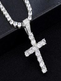 Pendant Necklaces Hip Hop Micro Pave Zircon Cross Crystal Custom Size Tennis Chain Necklace Out Men039s Jewelry4753854