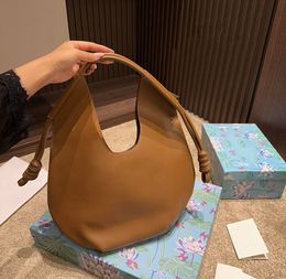 Solid Colour minimalist Large Capacity Tote Bag Genuine Leather 40CM Shopping Bag Paseo Leather Spain Handbag Knotting Handle Handbags with Makeup Bags