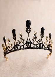 Complete Rock Black Crystal Crown Bride Headdress Wedding bridal hair Crown Accessories Y2007274922360