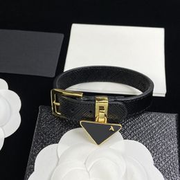 Designer P letter Bracelet For Men Opening Women Bangles Elegant Fashion Brand black Leather Bracelets With Letters Jewelry high quality