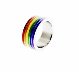 PRIDE GLANS RING gay GLANS RING Stainless Steel Gay Pride Rainbow Stop Premature Ejaculation Erection Cage rainbow penis ring2827372