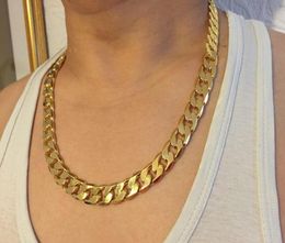 Classic Mens 18k Real Yellow Solid Gold Chain Necklace 236inch 10mm sqckFTU queen665373676