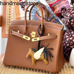 Thread Wax Handbag Platinum Handbag with Hand Stitching Togo Lychee Pattern Handbag Cowhide Handbag Women's Bag Handmade Genuine Leather