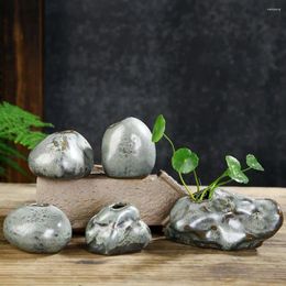Vases Multi Shape Ceramic Zen Mini Stone Ornaments DIY Home Hydroponic Green Plants Small Vase Living Room Decoration