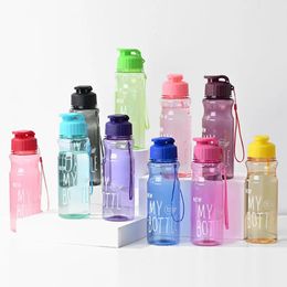 650ML Water Bottle Female Girls Cup A Free Portable Leakproof Shaker Plastic Drinkware Milk Juice Simple 240422