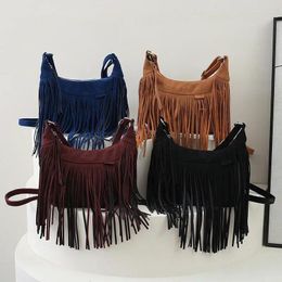 Carpets Fashion Tassel Shoulder Bag For Women High Quality Deerskin Armpit Retro Purse Crossbody Bohemian Handbag Satchel