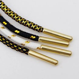 Shoe Parts Weiou Lace And Golden Metal Aglets Installed 4.5MM Sport Canvas Boot String Metallic Round Tape 60-100Cm Children Accessory