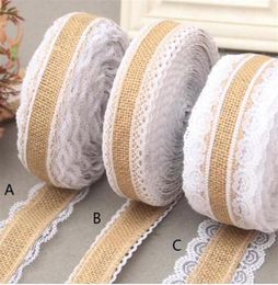 10m lot 2 5cm lace Linen Handmade Christmas Crafts Jute Burlap Band Ribbon Roll white Lace Trim Edge Rustic Wedding Decoration Par4358462