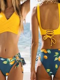 Women's Swimwear Swimsuit Female Sexy Bikini Strap Gathered Three-point Slim Split Triangle Ins Resort Spring