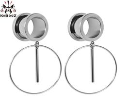 KUBOOZ Ear Piercing Gauges Stainless Steel Dangle Plugs Tunnels Body Jewellery Expander Stretcher Fashion Earrings Jewellery 2PCS9502071