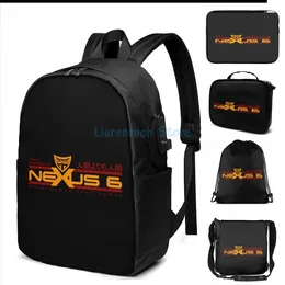 Backpack Funny Graphic Print Tyrell Corporation Nexus 6 Replicant USB Charge Men School Bags Women Bag Travel Laptop