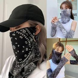 Scarves Anti-UV Sunscreen Face Mask Silk Breathable Half Cover Thin Sleeves Set For Cycling Bike Motorcycle