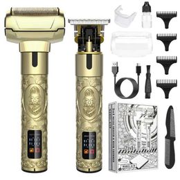 Electric Shavers New 2 in 1 Electric Shaver + Cordless Hair Trimmer Multi-function Electric Shaver for Men Household Carving Hair Clipper Shaver T240507
