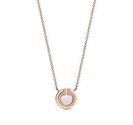 sterling silver round double T pendant white mother-of-pearl red agate necklace feminine temperament all-match 18K rose gold 297V5430452