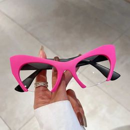 Sunglasses Vintage Brand Designer Cat Eye Optical Glasses Frame Women Fashion Sexy Ladies Half Frame Computer Myopia Eyeglasses Frames J240508