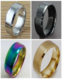 whole 50Pcs 316L 8mm Plain Simple band stainless steel rings fashion Jewellery ring for man women1874060