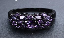 Small Oval Purple Crystal Zircon Star Flower Rings For Women Men Vintage Black Gold Multicolor Stone Ring Female Wedding Jewelry4786396