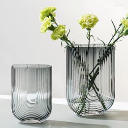 Vases European-style Transparent U-shaped Glass Vase Hydroponic Flower Arrangement Ornaments Dining Table Home Decoration