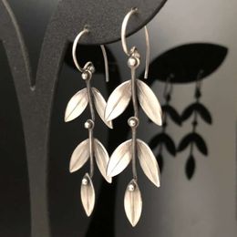 Charm Rongyu Bohemia simple tree leaf Earrings 925 Thai silver Jewellery