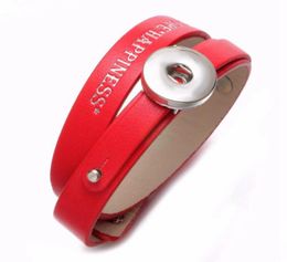 New Arrivals Red PU Leather DIY Lucky Armband Snap Bracelet 18mm Snap Button Jewellery For Jewellery SZ0479g2388448