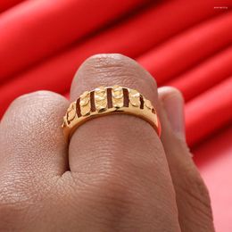 Cluster Rings Jewellery Dubai 24k Gold Colour Ring For Women Accessories Wedding Jewellery African Couple Resizable Girls Gifts