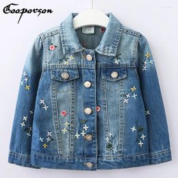 Jackets 2024 Girls Jacker Full Sleeve Embroidered Flower Jean Jackers Denim Coat High Quality Size 3-12yearsold