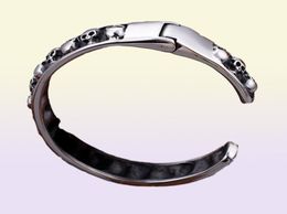 vintage 316L stainless steel Boys mens bracelet cuff bangle skull end cuff Jewellery skeleton bracelet8313985