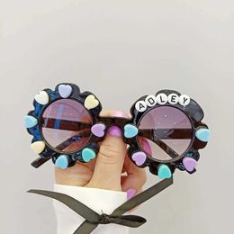 Sunglasses Summer Fashion Kids Girls Boys Sunglasses Hearts Patterns Letter Glasses Outfits Outdoor Activities 2-10 Years H240508